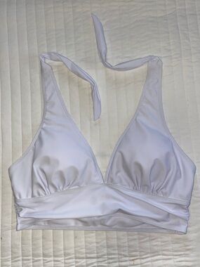 White halter style swimsuit top - Size: 2XL